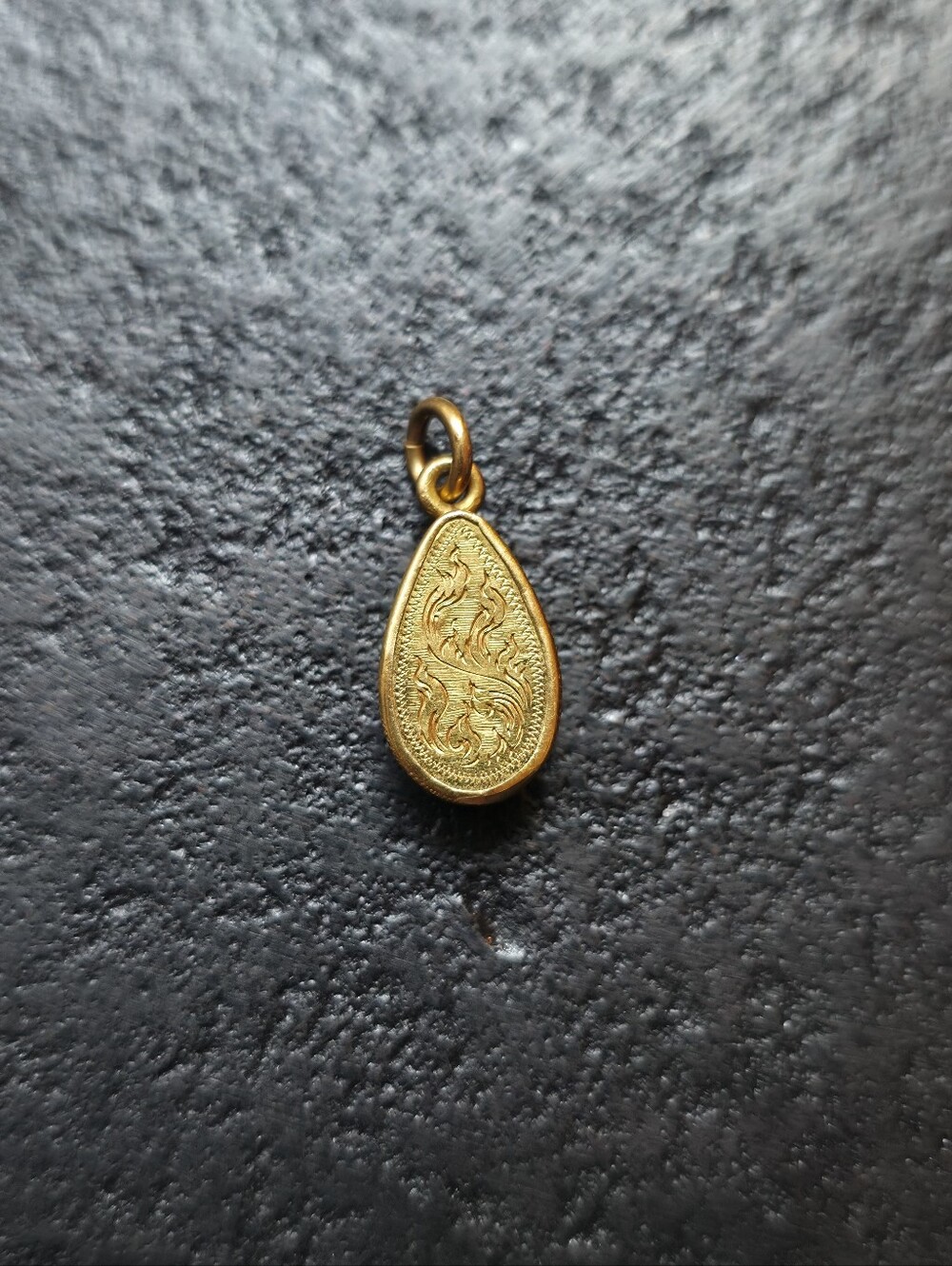 SOLD-----Antique 14K Gold Buddhist Amulet Pendant | Hand-Engraved Gold Mount - Picture 4 of 7